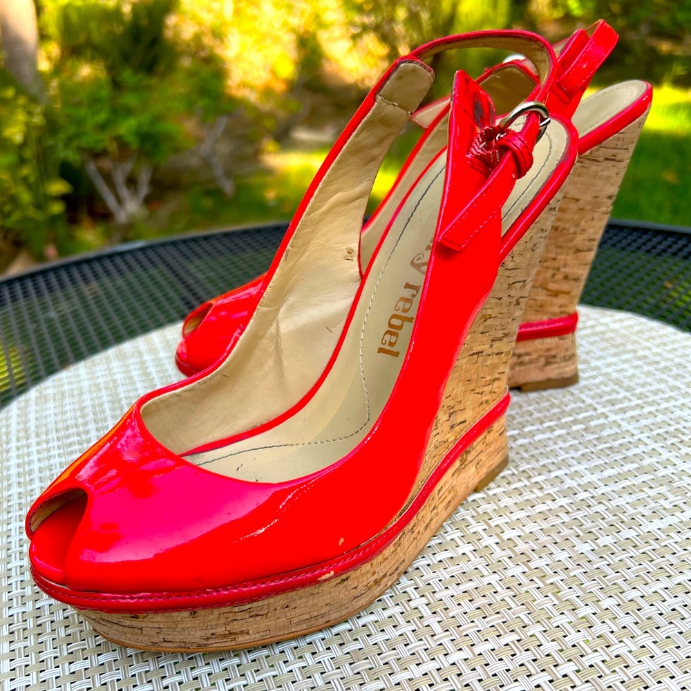 Luxury Rebel coral wedges